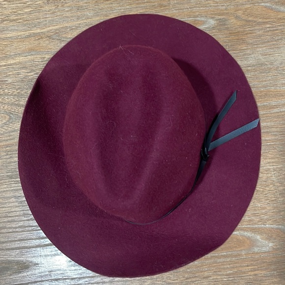 Old Navy®️ Wool Hat - Maroon with Black Faux Leather Trim detail - Picture 2 of 7